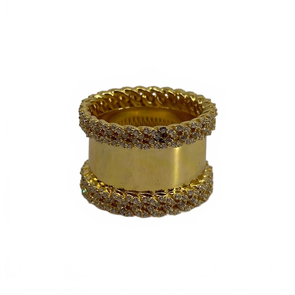 Zarux Ring Chain Pattern OS | Women's Gold